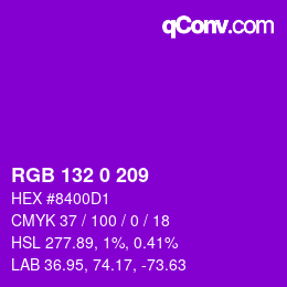 カラーコード: RGB 132 0 209 | qconv.com