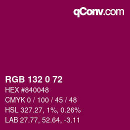颜色代码: RGB 132 0 72 | qconv.com