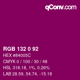 Color code: RGB 132 0 92 | qconv.com