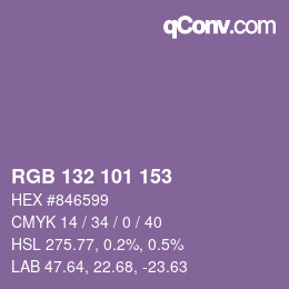 Color code: RGB 132 101 153 | qconv.com