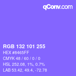 カラーコード: RGB 132 101 255 | qconv.com