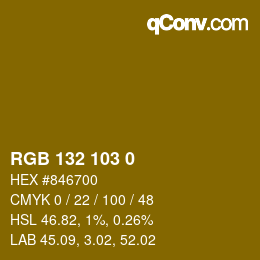 カラーコード: RGB 132 103 0 | qconv.com