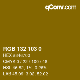 Farbcode: RGB 132 103 0 | qconv.com