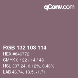 Color code: RGB 132 103 114 | qconv.com
