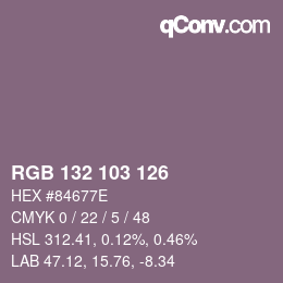カラーコード: RGB 132 103 126 | qconv.com
