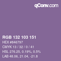 Color code: RGB 132 103 151 | qconv.com