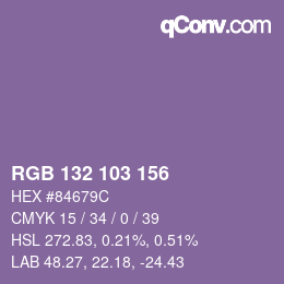 Farbcode: RGB 132 103 156 | qconv.com