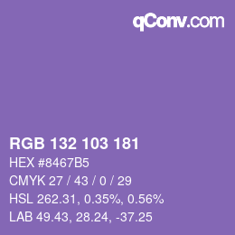 Color code: RGB 132 103 181 | qconv.com