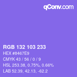 Color code: RGB 132 103 233 | qconv.com