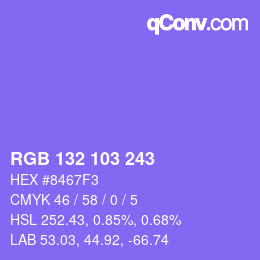 Color code: RGB 132 103 243 | qconv.com