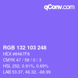 Color code: RGB 132 103 248 | qconv.com