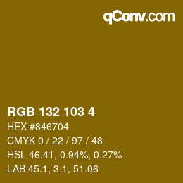 Color code: RGB 132 103 4 | qconv.com