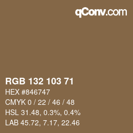 Color code: RGB 132 103 71 | qconv.com