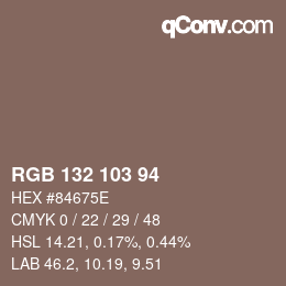 カラーコード: RGB 132 103 94 | qconv.com