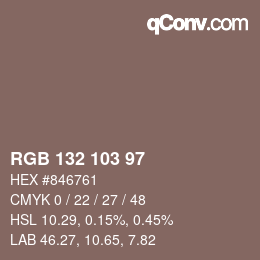 Color code: RGB 132 103 97 | qconv.com