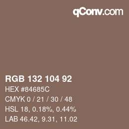 カラーコード: RGB 132 104 92 | qconv.com