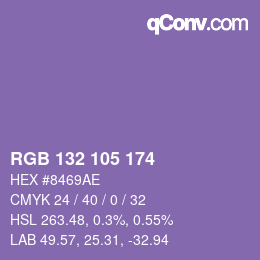 カラーコード: RGB 132 105 174 | qconv.com