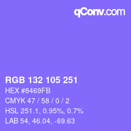 Color code: RGB 132 105 251 | qconv.com