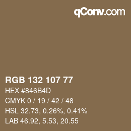 Código de color: RGB 132 107 77 | qconv.com