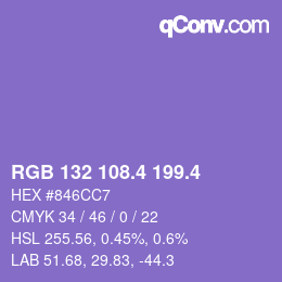 カラーコード: RGB 132 108.4 199.4 | qconv.com