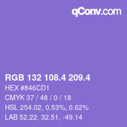 カラーコード: RGB 132 108.4 209.4 | qconv.com