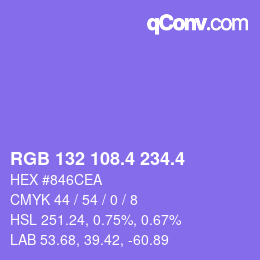 カラーコード: RGB 132 108.4 234.4 | qconv.com