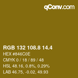 カラーコード: RGB 132 108.8 14.4 | qconv.com