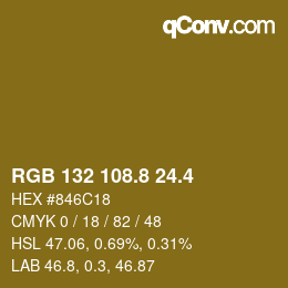 カラーコード: RGB 132 108.8 24.4 | qconv.com