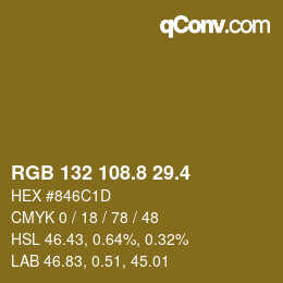 カラーコード: RGB 132 108.8 29.4 | qconv.com