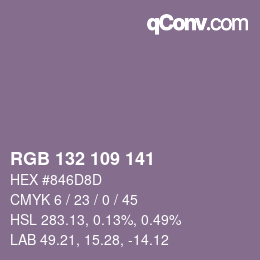 Farbcode: RGB 132 109 141 | qconv.com