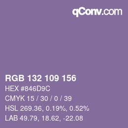 Código de color: RGB 132 109 156 | qconv.com