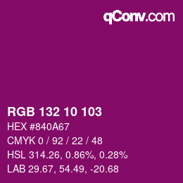Color code: RGB 132 10 103 | qconv.com