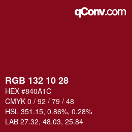 カラーコード: RGB 132 10 28 | qconv.com