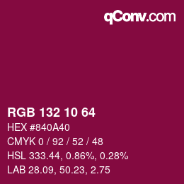 カラーコード: RGB 132 10 64 | qconv.com