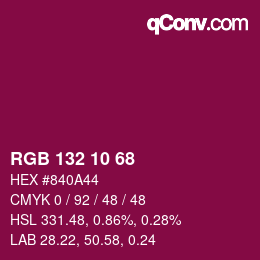 カラーコード: RGB 132 10 68 | qconv.com