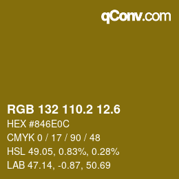 カラーコード: RGB 132 110.2 12.6 | qconv.com