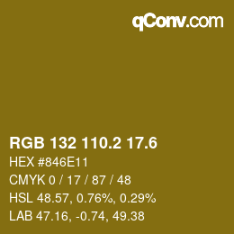 カラーコード: RGB 132 110.2 17.6 | qconv.com