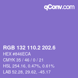 カラーコード: RGB 132 110.2 202.6 | qconv.com