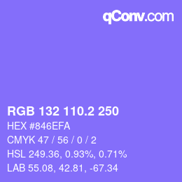 カラーコード: RGB 132 110.2 250 | qconv.com