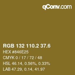 カラーコード: RGB 132 110.2 37.6 | qconv.com