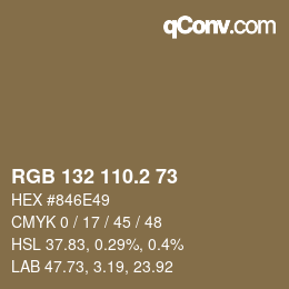 カラーコード: RGB 132 110.2 73 | qconv.com