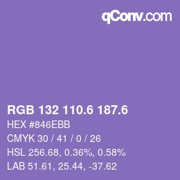 カラーコード: RGB 132 110.6 187.6 | qconv.com