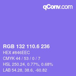 カラーコード: RGB 132 110.6 236 | qconv.com