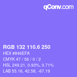 カラーコード: RGB 132 110.6 250 | qconv.com