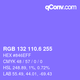 カラーコード: RGB 132 110.6 255 | qconv.com