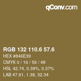カラーコード: RGB 132 110.6 57.6 | qconv.com