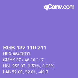 カラーコード: RGB 132 110 211 | qconv.com
