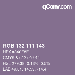 カラーコード: RGB 132 111 143 | qconv.com