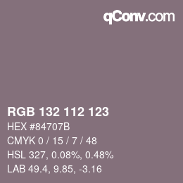 カラーコード: RGB 132 112 123 | qconv.com