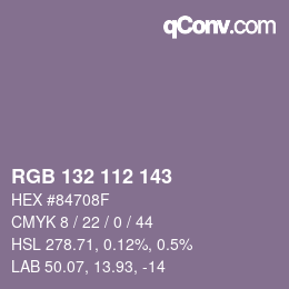 颜色代码: RGB 132 112 143 | qconv.com